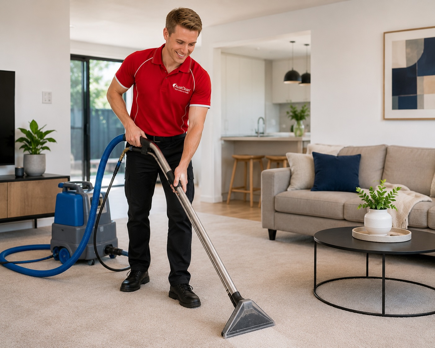 Professional carpet cleaning service by AustClean franchise